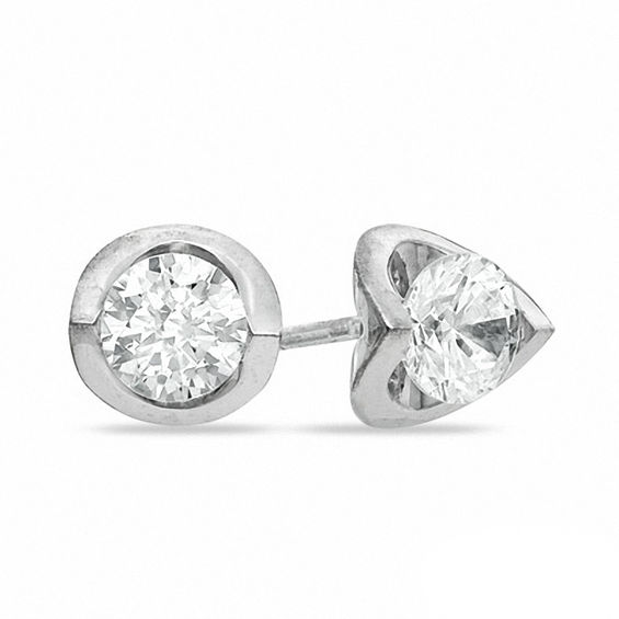 0 60 Ct T W Certified Canadian Diamond Solitaire Tension Earrings T W Certified Canadian Diamond Solitaire Tension Earrings In 14k White Gold I