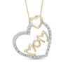 Thumbnail Image 0 of 0.10 CT. T.W. Diamond MOM Double Heart Pendant in 10K Two-Tone Gold
