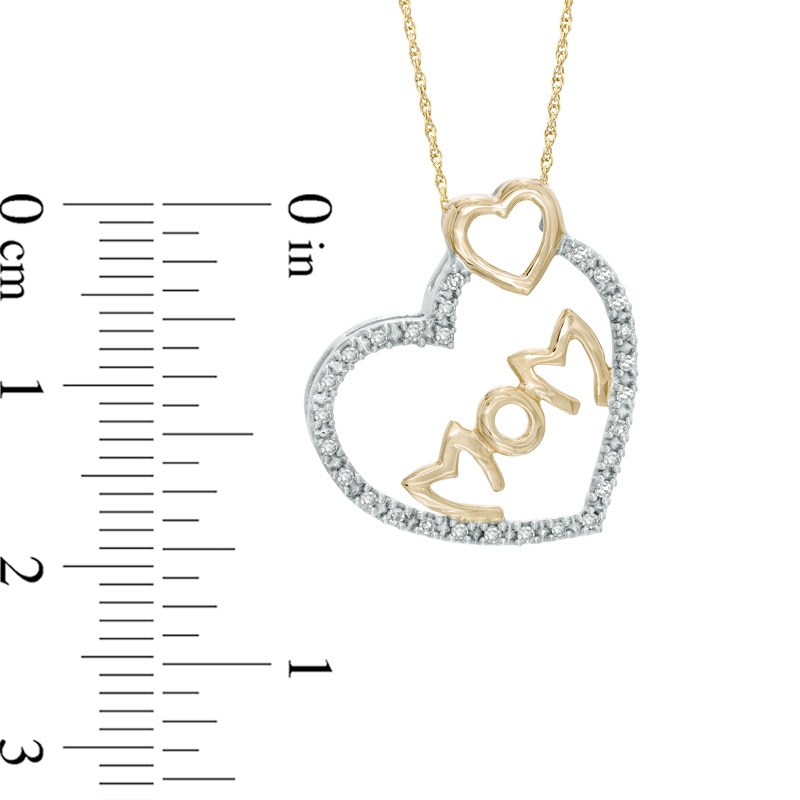 0.10 CT. T.W. Diamond MOM Double Heart Pendant in 10K Two-Tone Gold