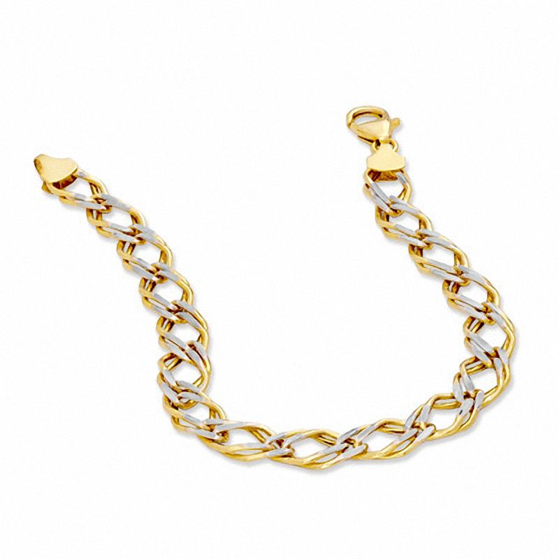 Sterling Silver and 14K Gold Plate Double Link Bracelet