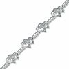 Thumbnail Image 0 of 0.20 CT. T.W. Diamond Interlocking Hearts Link Bracelet in Sterling Silver