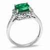 Thumbnail Image 1 of 8.0mm Cushion-Cut Lab-Created Emerald Vintage-Style Ring in Sterling Silver