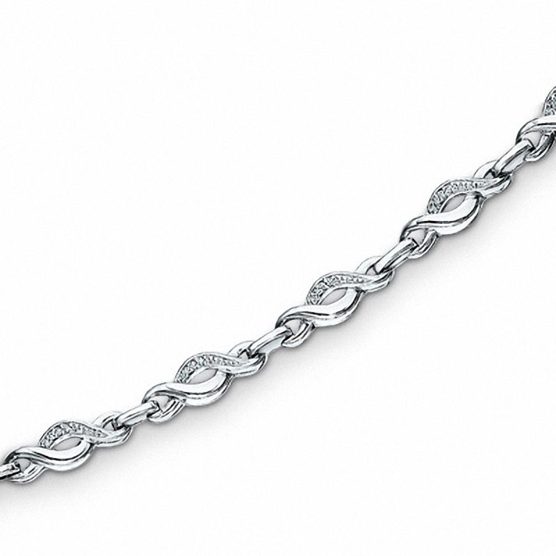 0.085 CT. T.W. Diamond Twist Bracelet in Sterling Silver - 7.25"