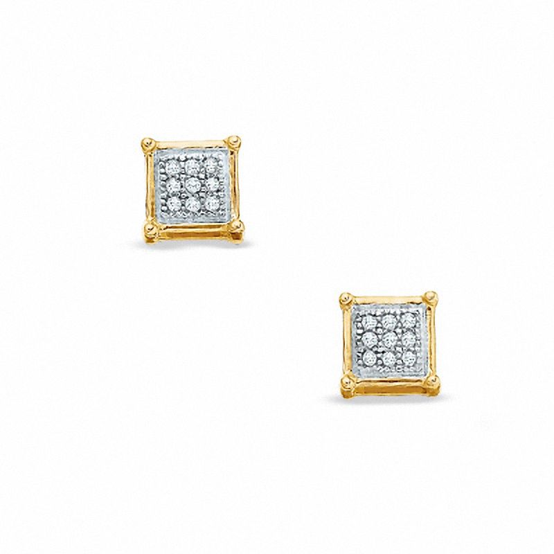 0.05 CT. T.W. Diamond Square Stud Earrings in 10K Two-Tone Gold