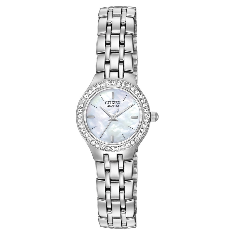 Ladies' Citizen Quartz Watch with Crystal Accents and Mother-of-Pearl Dial (Model: EJ6040-51D)
