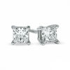 Thumbnail Image 0 of 0.50 CT. T.W. Canadian Certified Princess-Cut Diamond Solitaire Stud Earrings in 14K White Gold (I/I2)