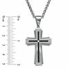 Thumbnail Image 1 of Men's Diamond Accent Cross Pendant in Stainless Steel with Black Inlay - 24"