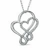 Thumbnail Image 0 of 0.12 CT. T.W. Diamond Double Loop Heart Pendant in Sterling Silver