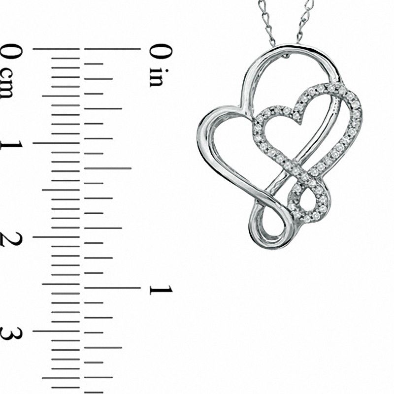 0.12 CT. T.W. Diamond Double Loop Heart Pendant in Sterling Silver
