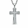 Thumbnail Image 0 of 0.24 CT. T.W. Diamond Stacked Cross Pendant in Two-Tone Stainless Steel - 24"