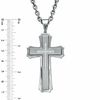 Thumbnail Image 1 of 0.24 CT. T.W. Diamond Stacked Cross Pendant in Two-Tone Stainless Steel - 24"