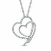 Thumbnail Image 0 of 0.115 CT. T.W. Diamond Double Heart Pendant in Sterling Silver