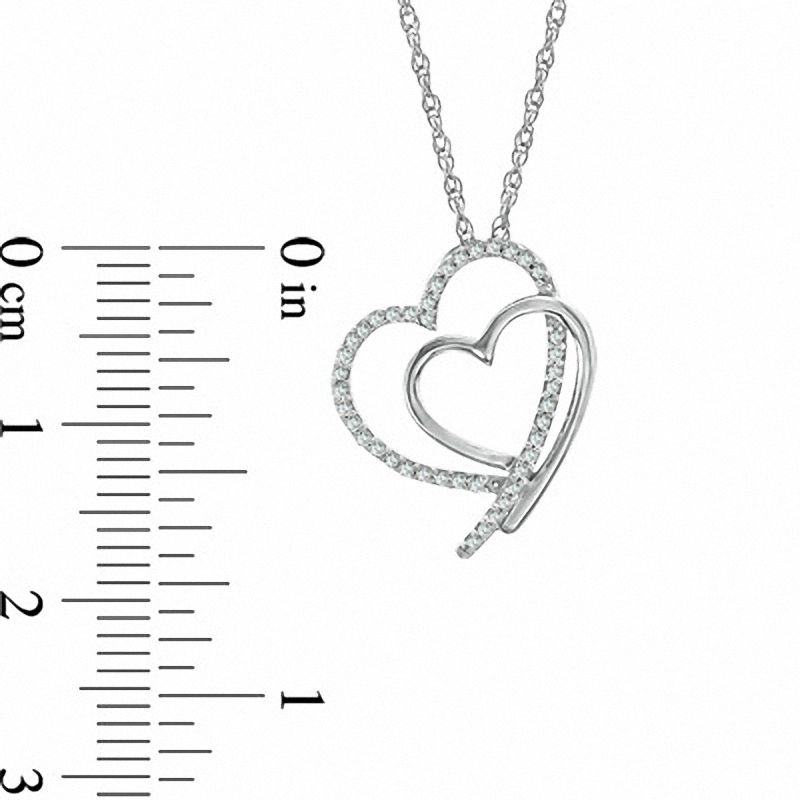 0.115 CT. T.W. Diamond Double Heart Pendant in Sterling Silver