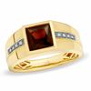 Thumbnail Image 0 of Men's 8.0mm Square-Cut Garnet Ring in 10K Gold with Diamond Accents