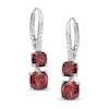 Thumbnail Image 0 of Cushion-Cut Garnet and Lab-Created White Sapphire Leverback Earrings in Sterling Silver