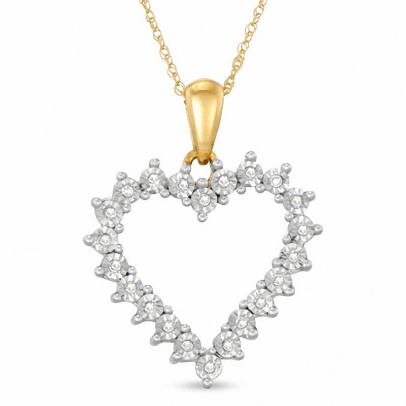 0.10 CT. T.W. Diamond Heart Pendant in 10K Gold