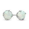 Thumbnail Image 0 of 6.0mm Lab-Created Opal Solitaire Stud Earrings in 10K White Gold