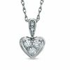 Thumbnail Image 0 of 0.20 CT. T.W. Diamond Three Stone Heart Pendant in 10K White Gold