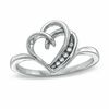 Thumbnail Image 0 of Diamond Accent Double Outline Heart Ring in Sterling Silver