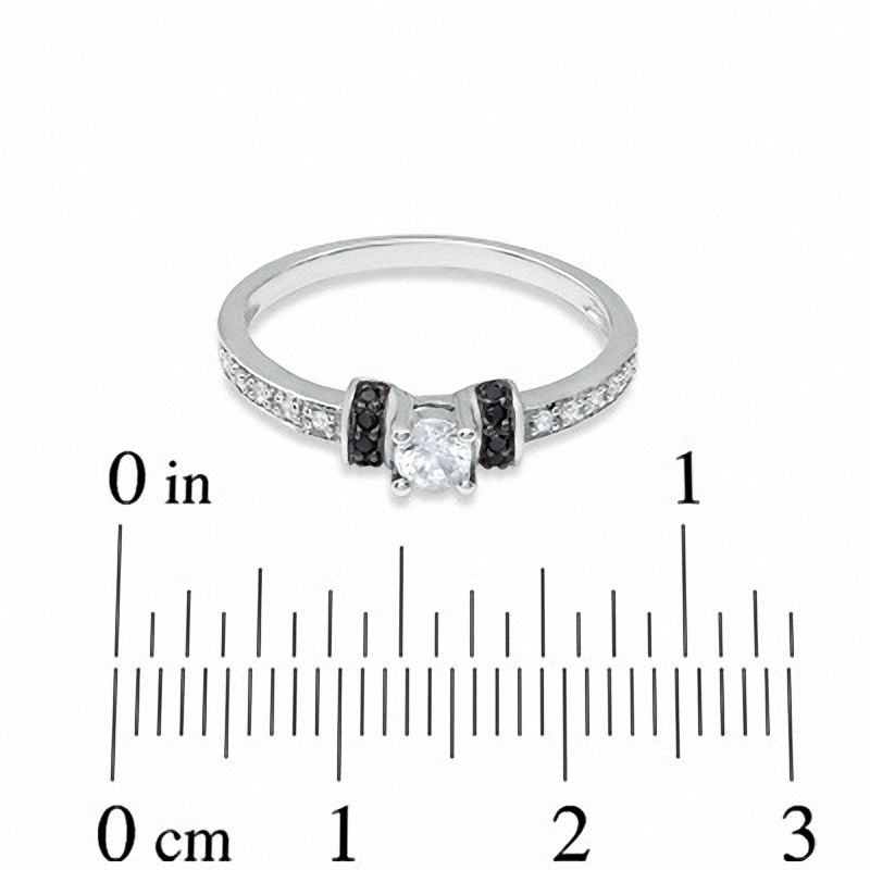 0.25 CT. T.W. Black and White Diamond Station Engagement Ring in 10K White Gold