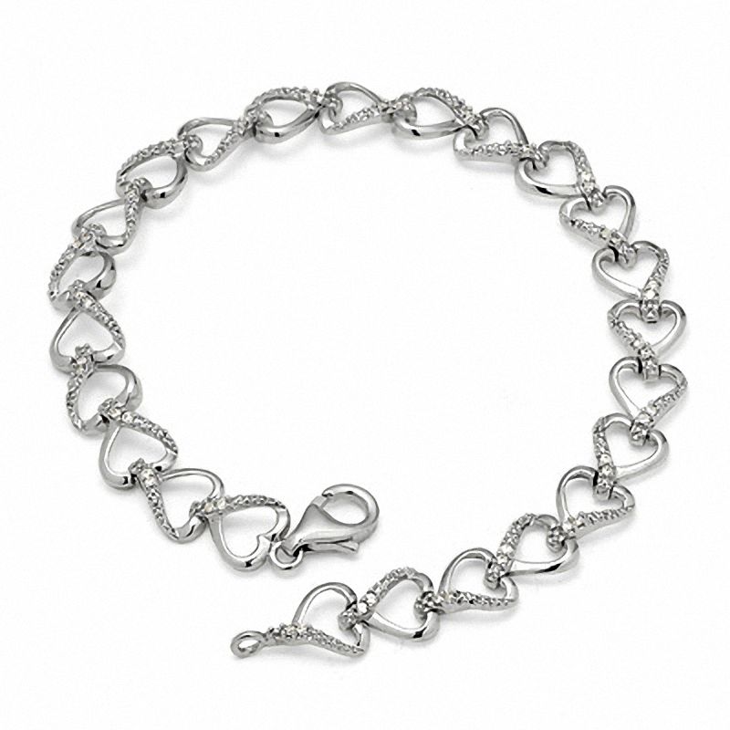0.25 CT. T.W. Diamond Heart Line Bracelet in Sterling Silver