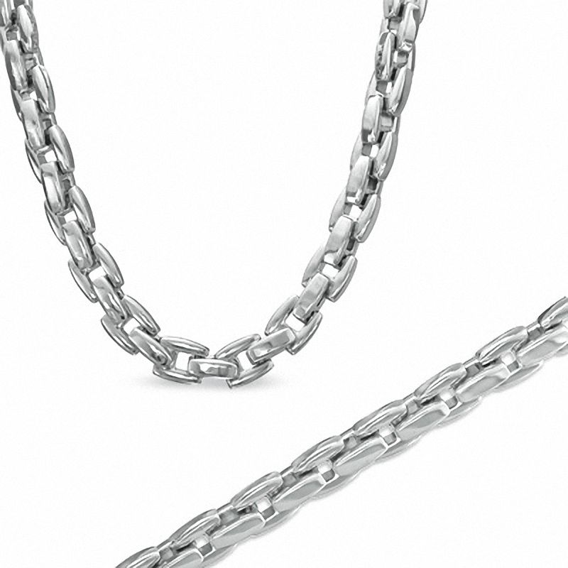 Men's 5.5mm Square Link Necklace and Bracelet Set in Stainless Steel
