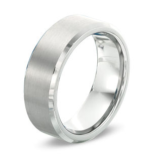 Beveled tungsten shop wedding bands
