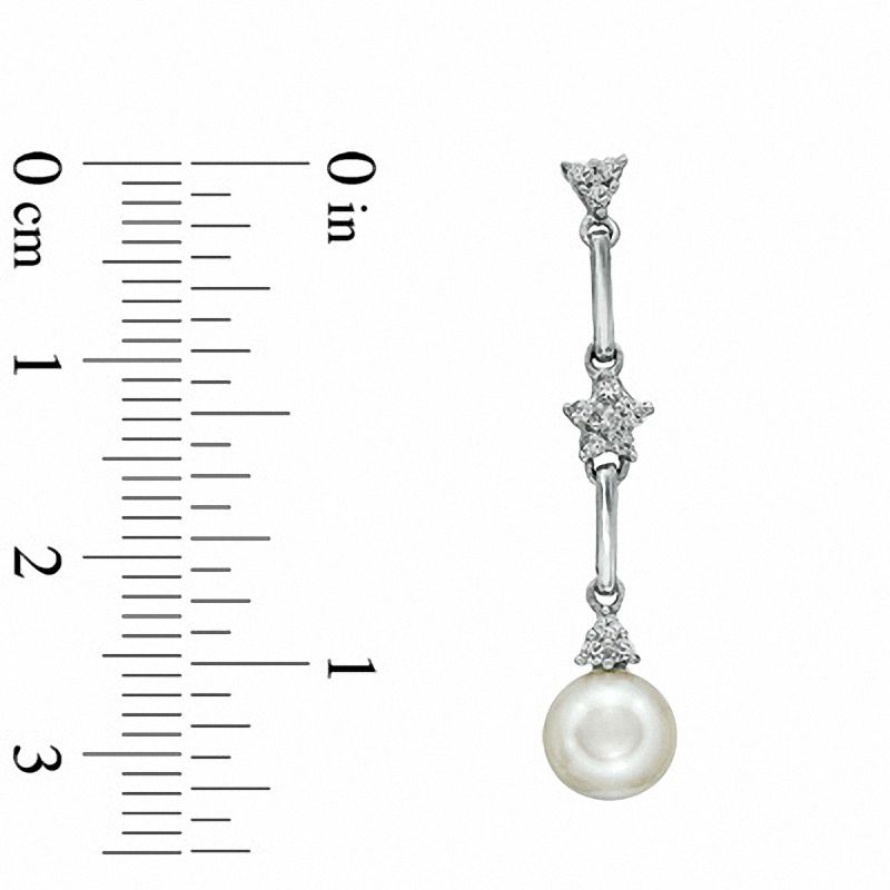 6.5-8.0mm Cultured Freshwater Pearl and Lab-Created White Sapphire Pendant and Earrings Set in Sterling Silver