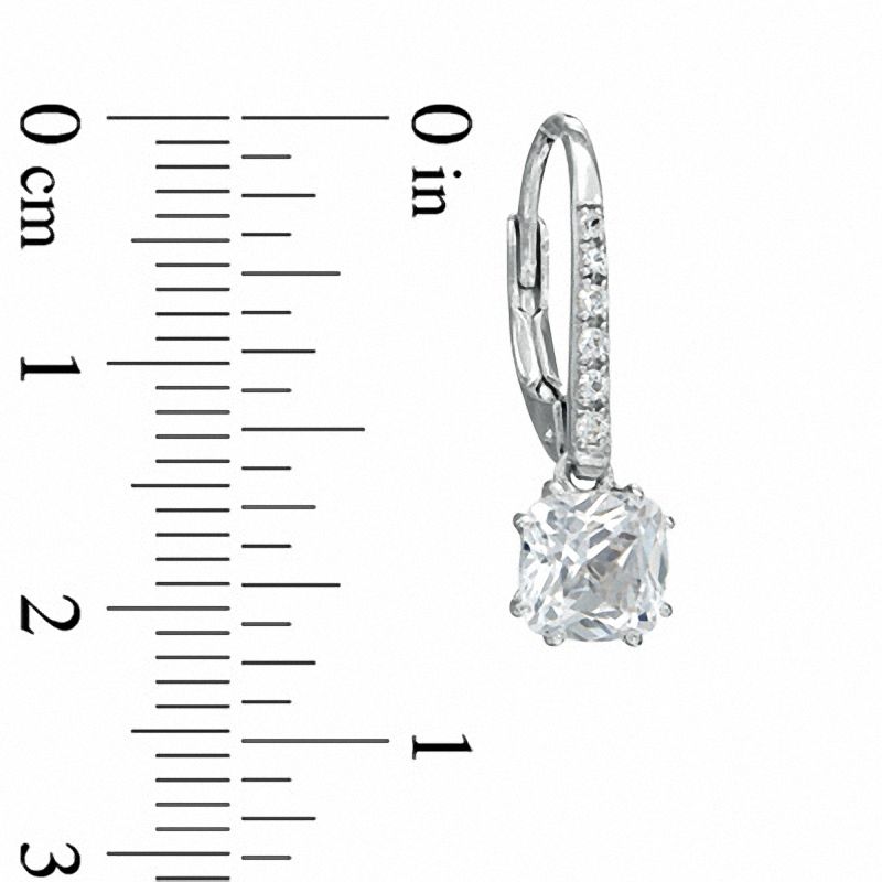 Cushion-Cut White Lab-Created Sapphire Pendant, Ring and Earrings Set in Sterling Silver - Size 7