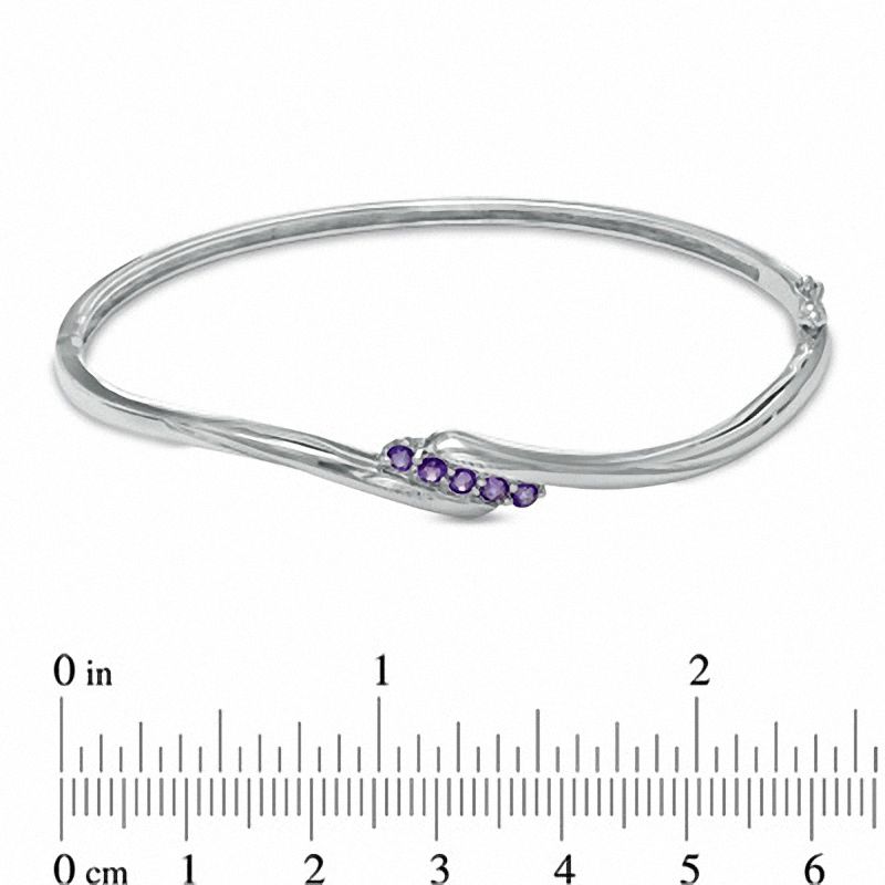 Amethyst Bypass Bangle in Sterling Silver