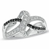 Thumbnail Image 0 of 0.25 CT. T.W. Enhanced Black and White Diamond Ribbon Ring in Sterling Silver