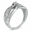 Thumbnail Image 1 of 0.19 CT. T.W. Diamond Three Stone Bypass Open Shank Ring in Sterling Silver