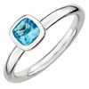 Thumbnail Image 1 of Stackable Expressions™ 5.0mm Cushion-Cut Blue Topaz Ring in Sterling Silver