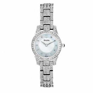 Ladies' Bulova Crystal Collection Watch with Mother-of-Pearl Dial (Model: 96L149)|Peoples Jewellers