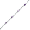 Thumbnail Image 0 of Oval Amethyst and Diamond Accent Bracelet in Sterling Silver - 7.25"