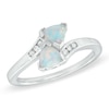 Thumbnail Image 0 of 5.0mm Trillion-Cut Lab-Created Opal and Diamond Accent Bypass Ring in Sterling Silver