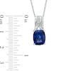 Thumbnail Image 1 of Cushion-Cut Lab-Created Ceylon and White Sapphire Pendant and Earrings Set in Sterling Silver