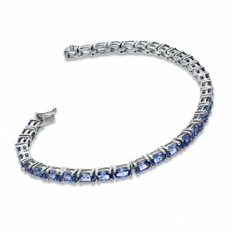 Oval Tanzanite Line Bracelet in Sterling Silver - 7.5"