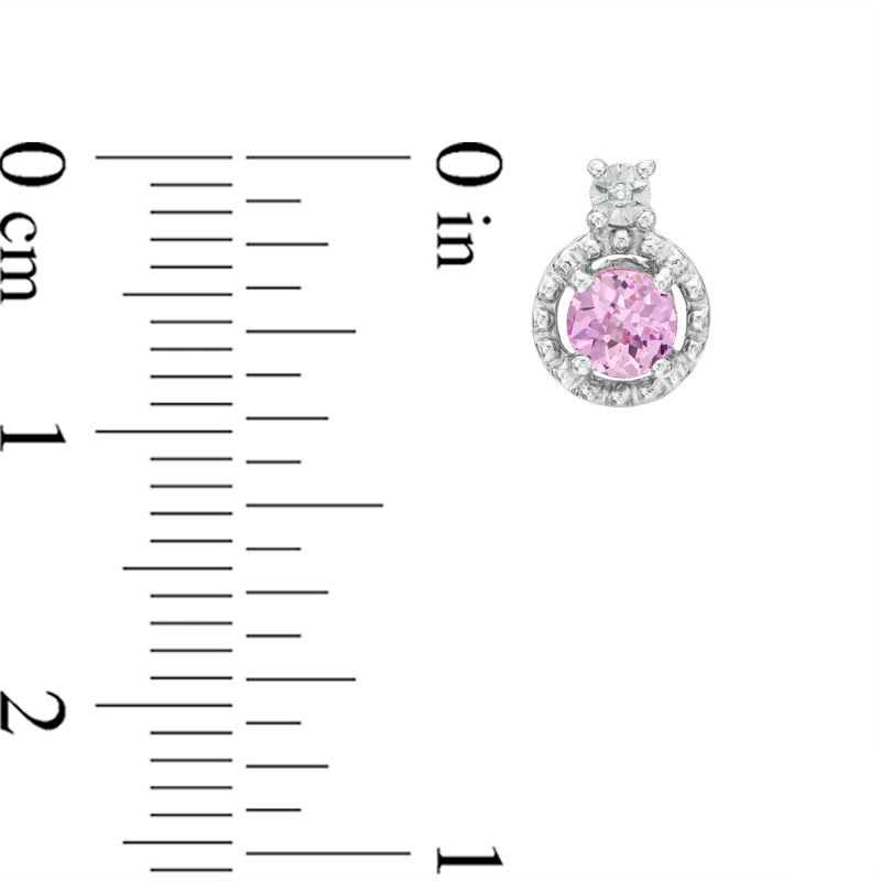 Lab-Created Pink Sapphire and Diamond Accent Pendant and Earrings Set in Sterling Silver
