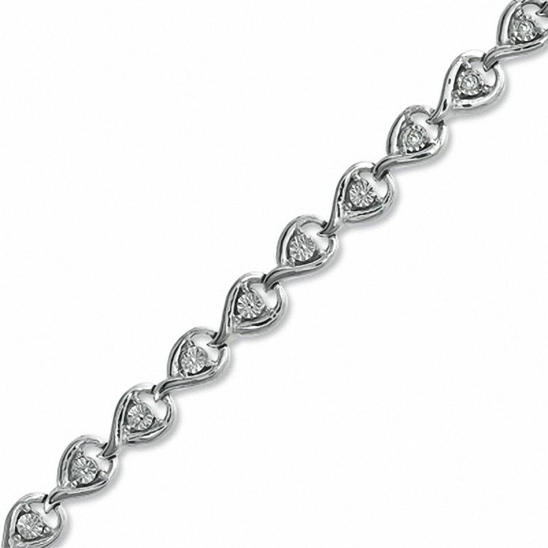 0.10 CT. T.W. Diamond Open Teardrop Link Bracelet in Sterling Silver