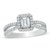 Thumbnail Image 0 of Vera Wang Love Collection 0.95 CT. T.W. Emerald-Cut Diamond Split Shank Ring in 14K White Gold