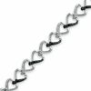 Thumbnail Image 0 of 0.10 CT. T.W. Black and White Diamond Heart Bracelet in Sterling Silver