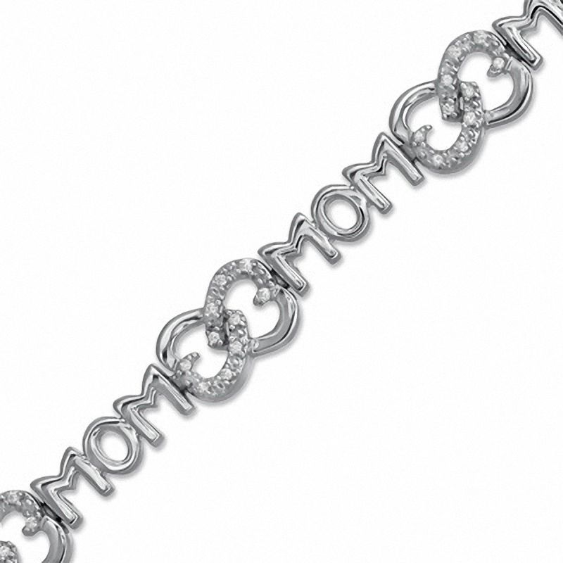 0.20 CT. T.W. Diamond "Mom" Heart Bracelet in Sterling Silver