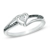 Thumbnail Image 0 of 0.10 CT. T.W. Black and White Diamond Heart Split Shank Ring in Sterling Silver