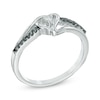 Thumbnail Image 1 of 0.10 CT. T.W. Black and White Diamond Heart Split Shank Ring in Sterling Silver