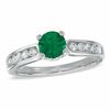 Thumbnail Image 0 of Lab-Created Emerald and 0.41 CT. T.W. Diamond Engagement Ring in 10K White Gold