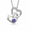 Thumbnail Image 0 of Tanzanite and Diamond Accent Double Heart Pendant in Sterling Silver