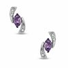 Thumbnail Image 0 of 5.0mm Oval Amethyst and Diamond Accent Boomerang Earrings in 10K White Gold