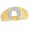 Thumbnail Image 0 of Men's 0.20 CT. T.W. Diamond Horseshoe Nugget Ring in 10K Gold