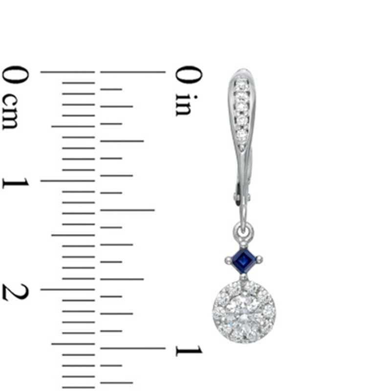 Vera Wang Love Collection 0.45 CT. T.W. Diamond and Blue Sapphire Drop Earrings in 14K White Gold